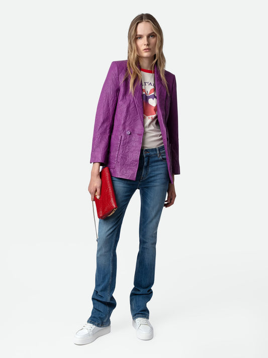 Blazer Visko Cuir Froissé blazer violet femme