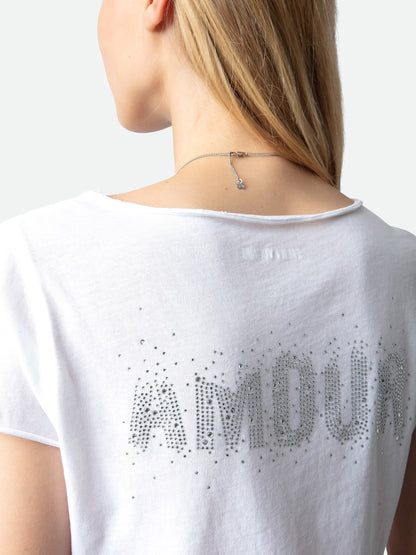 T-shirt Tunisien Amour Strass tunisien blanc femme
