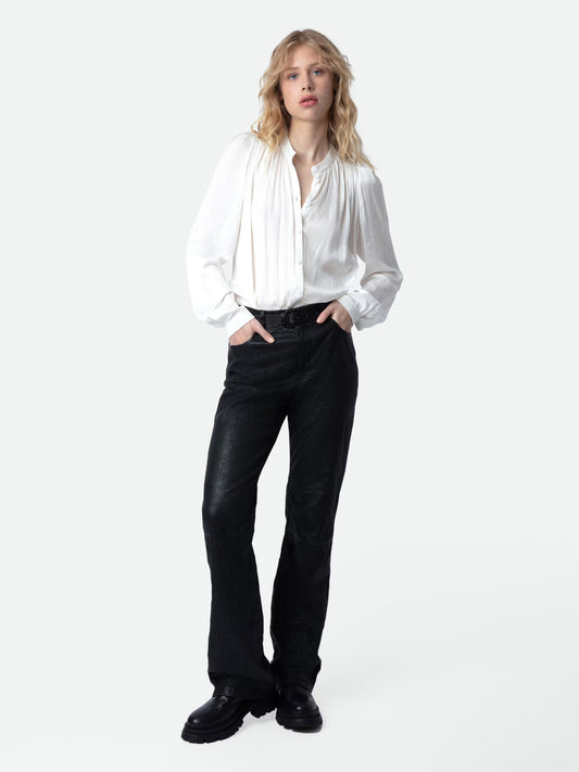 Blouse Tchin Satin chemise blanc femme