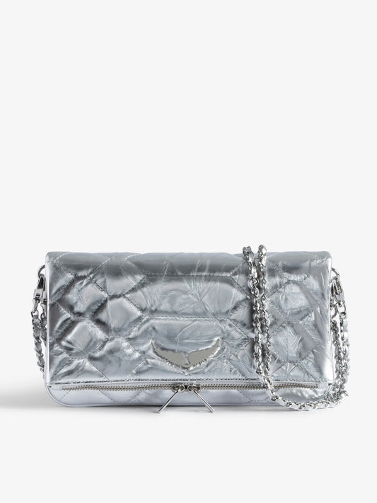 Pochette Rock Matelassée Métallisée pochette argent femme