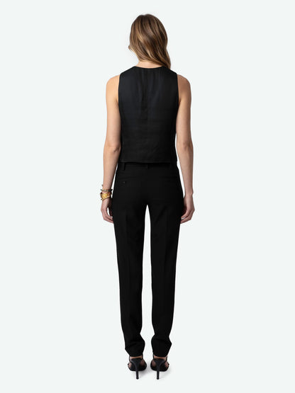 Top Emaux Satin haut noir femme