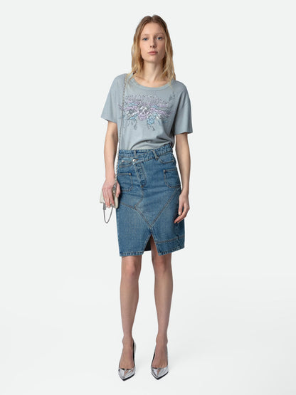 T-shirt Marta Concert Strass t-shirt gris femme