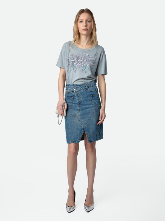 T-shirt Marta Concert Strass t-shirt gris femme