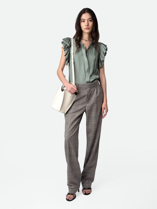 Top Tiza Satin haut gris femme