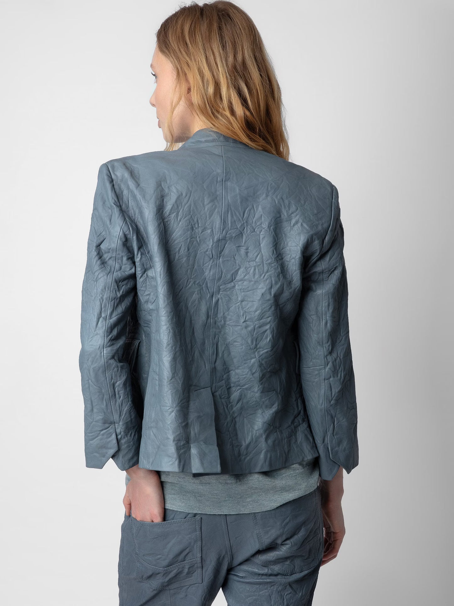 Blazer Verys Cuir Froissé blazer bleu femme