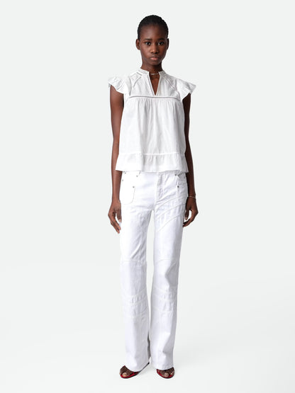 Top Tolded haut blanc femme
