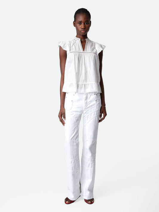 Top Tolded haut blanc femme