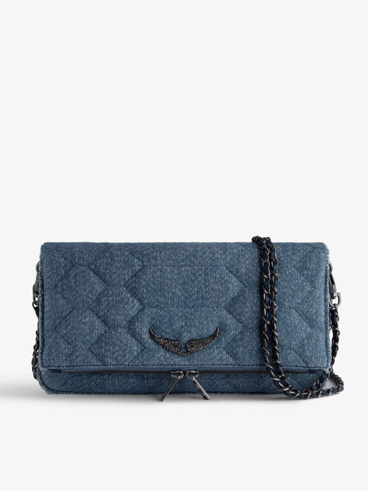Pochette Rock Denim Glitter Matelassée pochette bleu femme