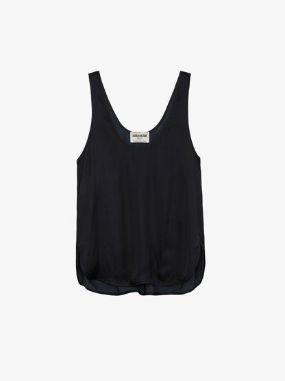 Top Carys Satin haut noir femme