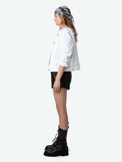 Veste Kaely Denim blouson blanc femme