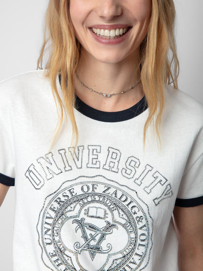 T-shirt Walk University Strass t-shirt blanc femme