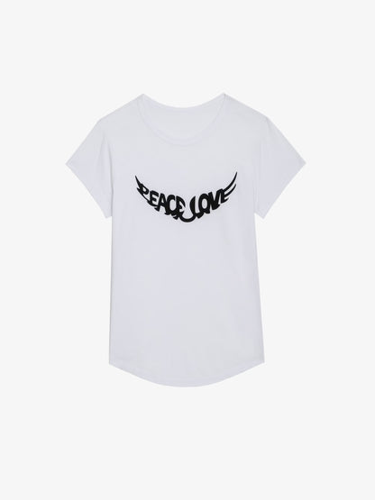 T-shirt Woop Peace & Love Wings t-shirt blanc femme
