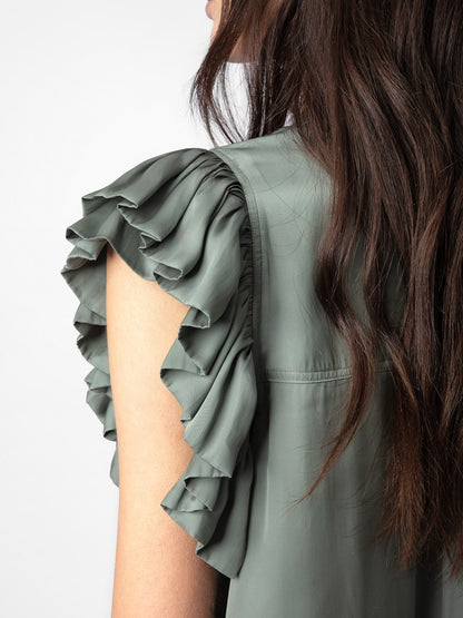 Top Tiza Satin haut gris femme