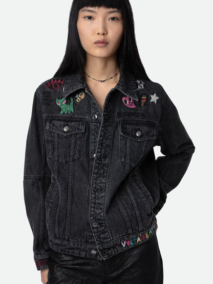 Veste Kasy Denim blouson gris femme