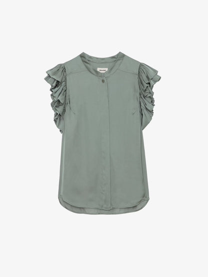 Top Tiza Satin haut gris femme