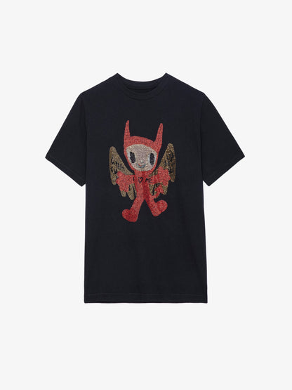 T-shirt Edwin Devil Strass t-shirt noir femme