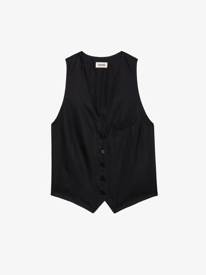 Top Emaux Satin haut noir femme