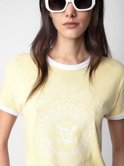 T-shirt Walk University t-shirt jaune femme