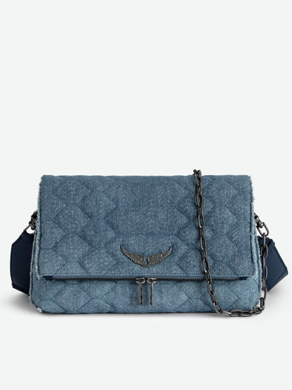 Sac Rocky Denim Glitter Matelassé sac bleu femme