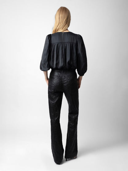 Top Tyfon Satin haut noir femme