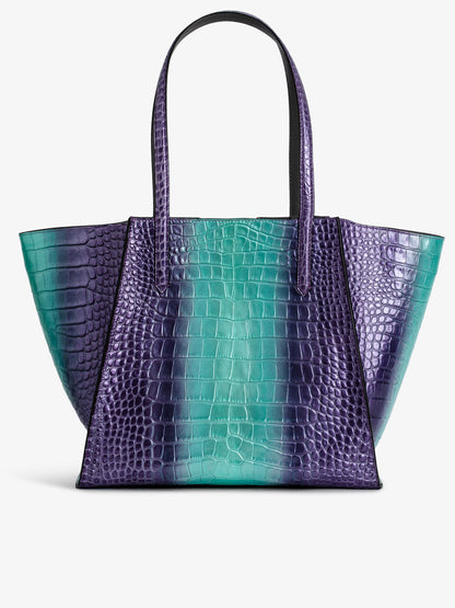 Sac Le Borderline Métallisé Embossé cabas violet femme