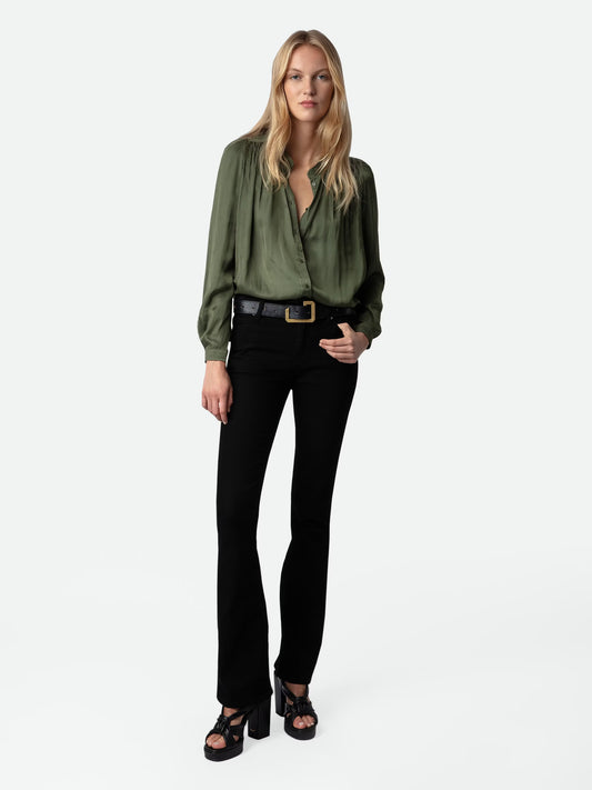 Blouse Tchin Satin chemise kaki femme