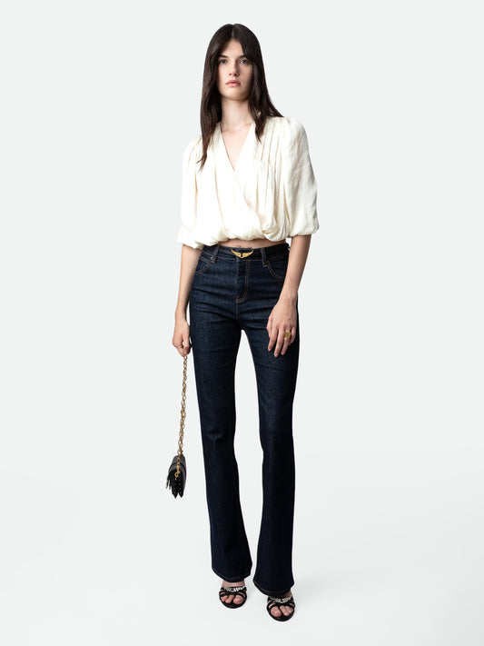 Top Tyfon Satin haut blanc femme