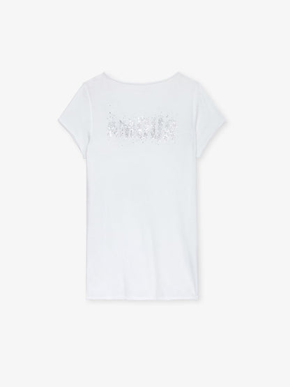 T-shirt Tunisien Amour Strass tunisien blanc femme