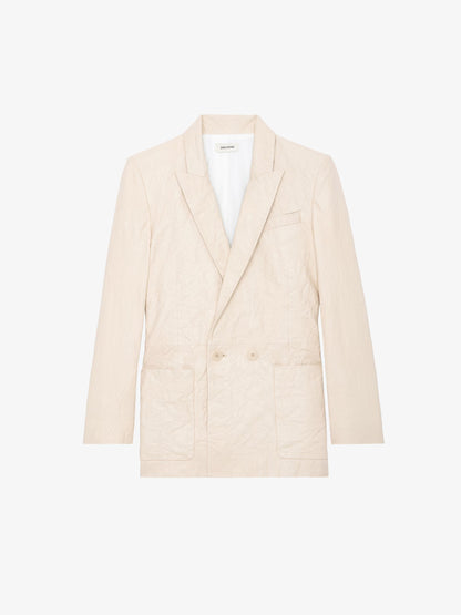 Veste Visko Cuir Froissé blazer rose femme