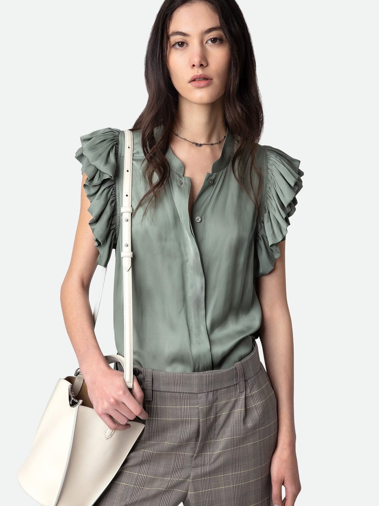 Top Tiza Satin haut gris femme