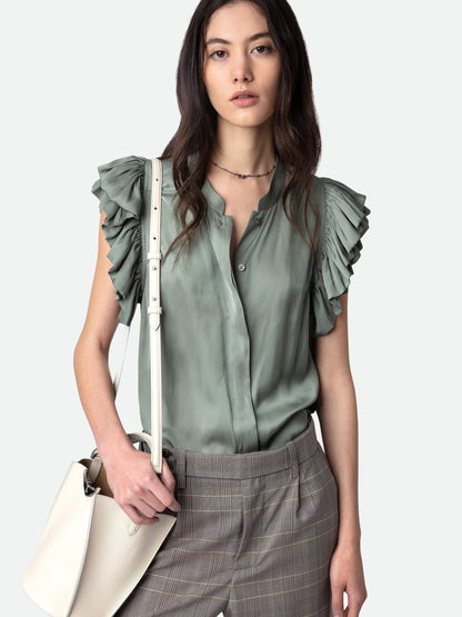 Top Tiza Satin haut gris femme