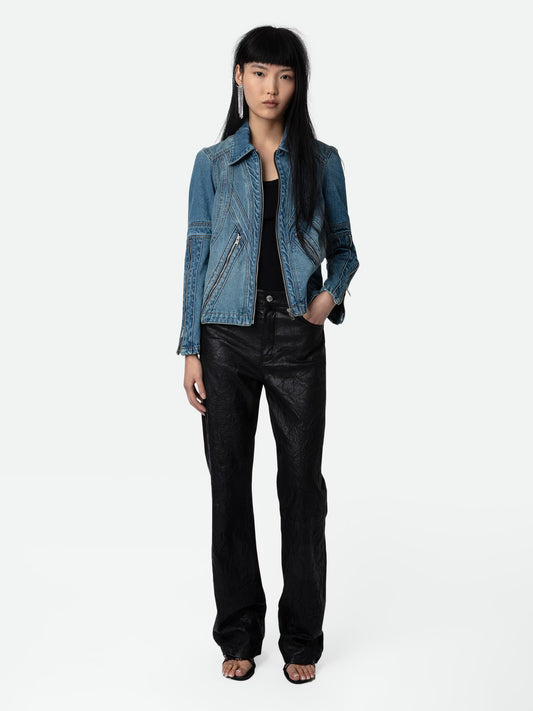 Veste Bons Denim blouson bleu femme