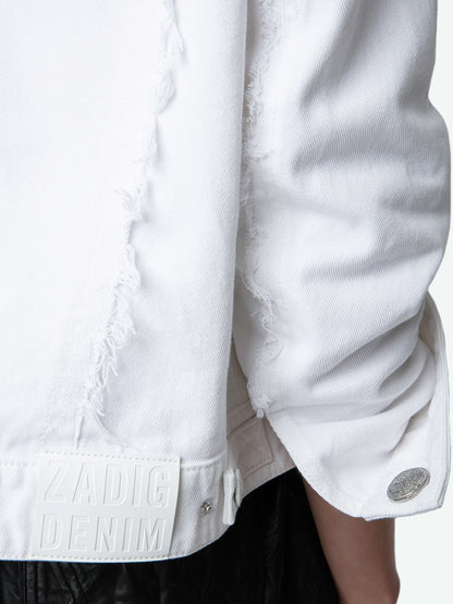 Veste Kaely Denim blouson blanc femme