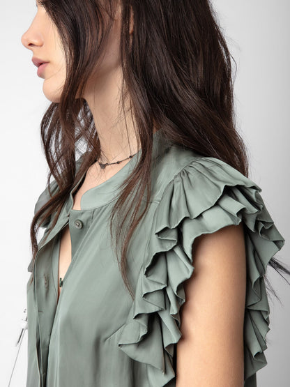 Top Tiza Satin haut gris femme