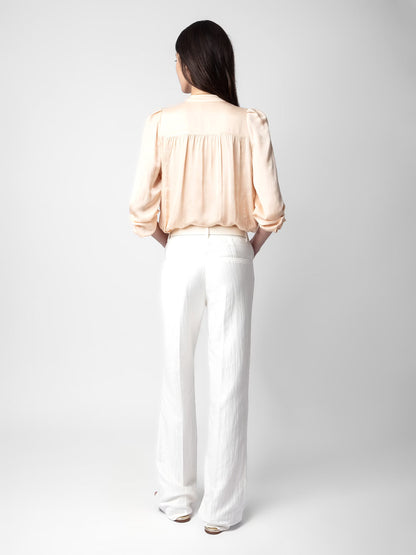Blouse Tchin Satin chemise rose femme