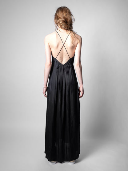 Robe Satin Rayonne robe noir femme
