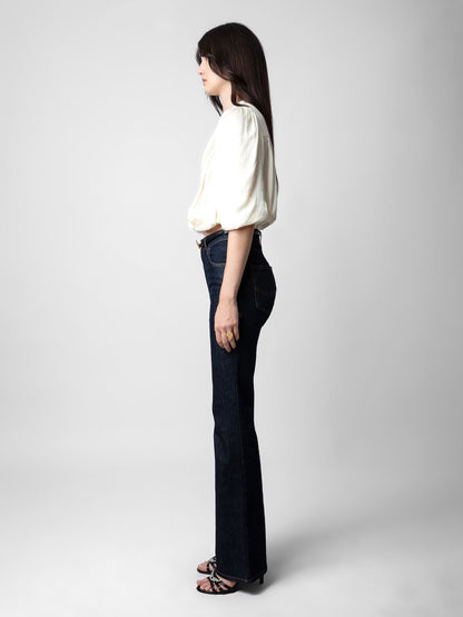 Top Tyfon Satin haut blanc femme