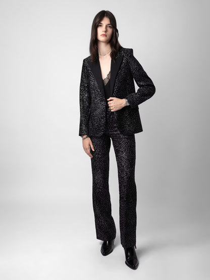 Pantalon Piston Velours pantalon noir femme