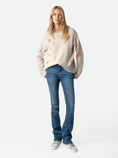 Pull Markus Heart Cachemire pull blanc femme