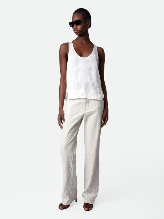 Top Carys Satin haut blanc femme
