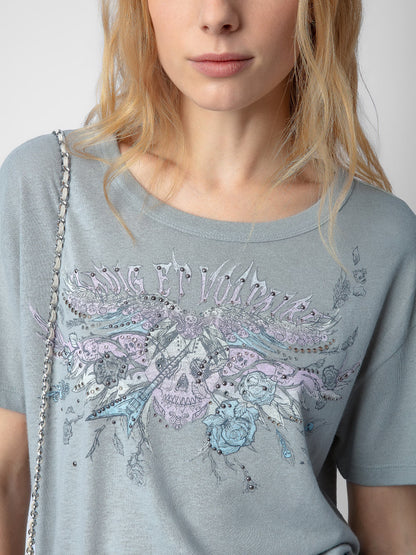 T-shirt Marta Concert Strass t-shirt gris femme