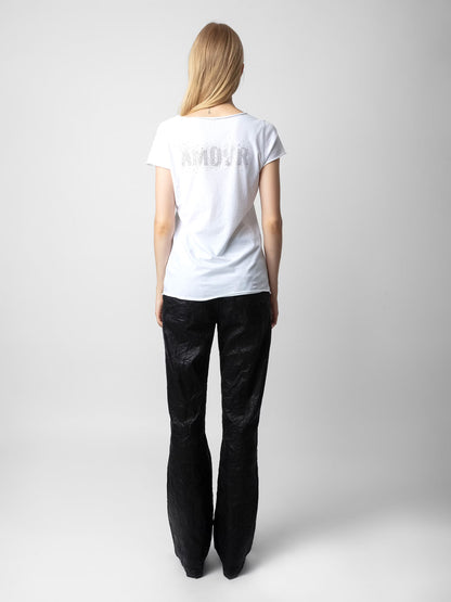 T-shirt Tunisien Amour Strass tunisien blanc femme