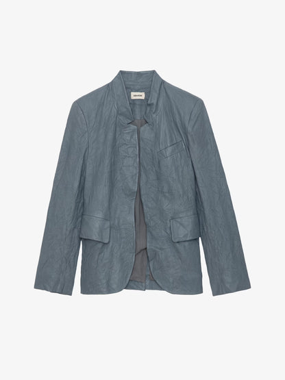 Blazer Verys Cuir Froissé blazer bleu femme