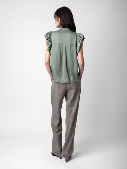 Top Tiza Satin haut gris femme