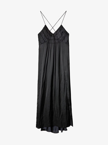 Robe Satin Rayonne robe noir femme