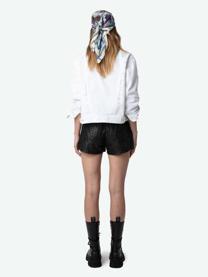 Veste Kaely Denim blouson blanc femme