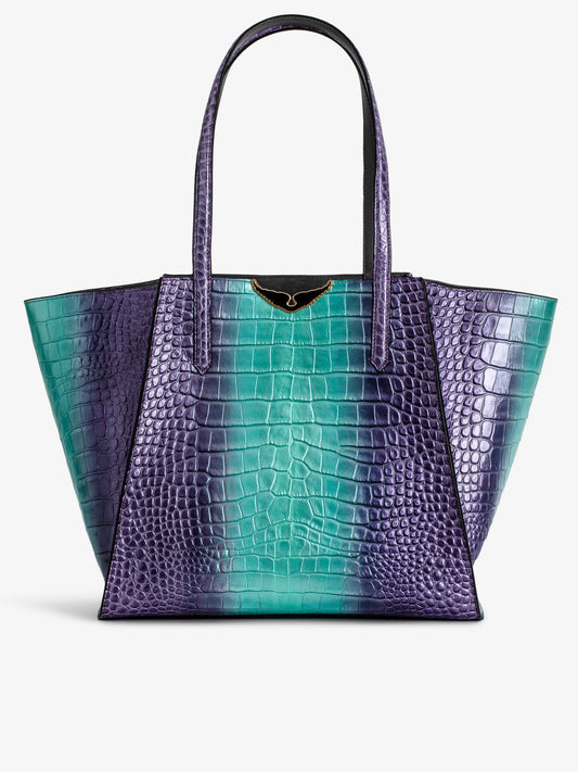 Sac Le Borderline Métallisé Embossé cabas violet femme