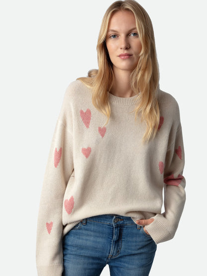 Pull Markus Heart Cachemire pull blanc femme