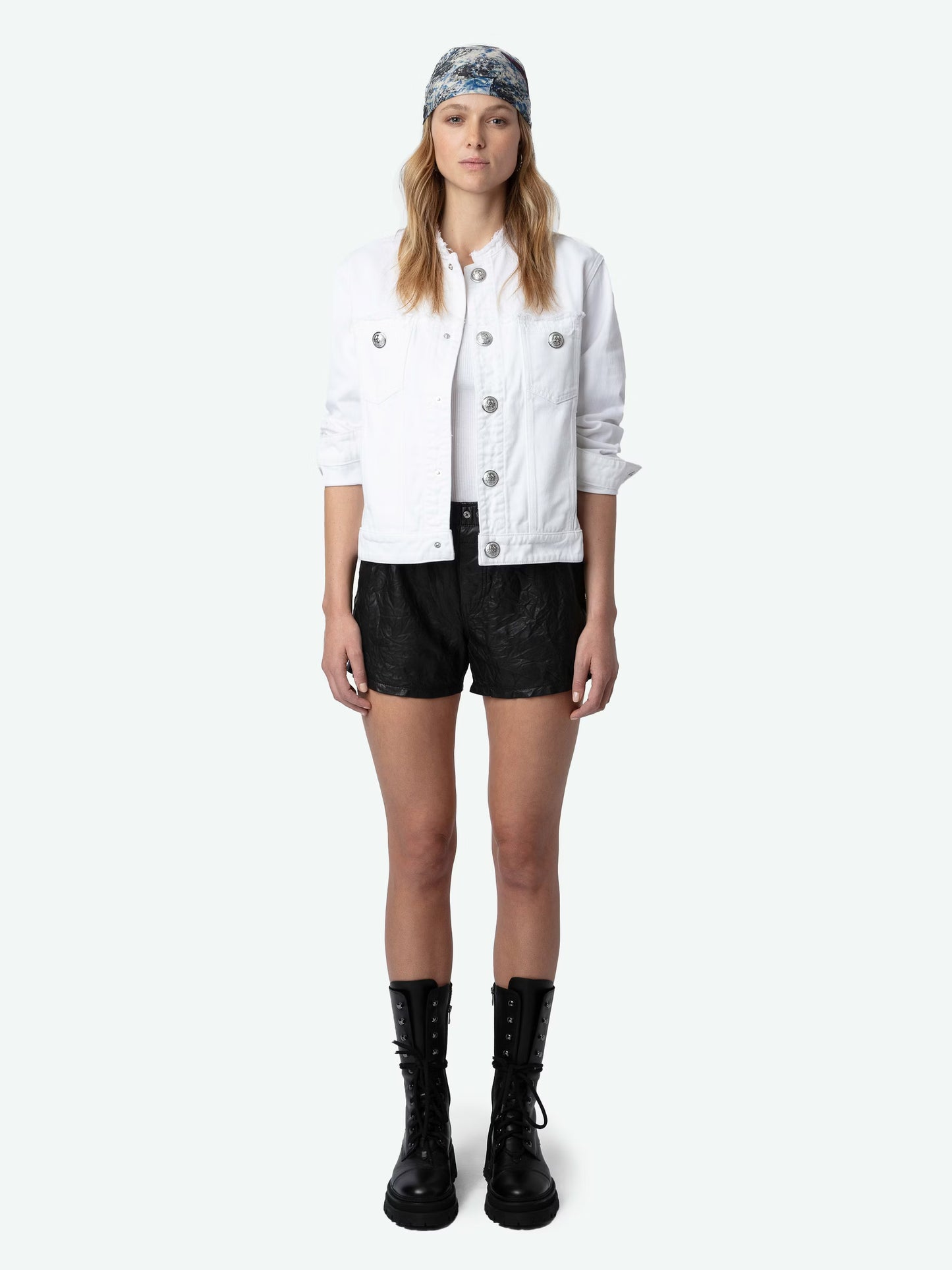 Veste Kaely Denim blouson blanc femme